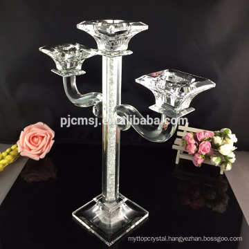 wedding favor crystal candle holder with 2 arms and crystal bead stem